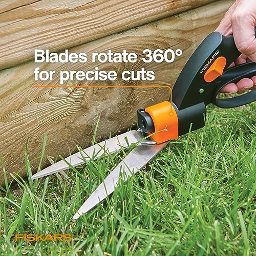 Fiskars 5" Shear Ease Grass Shears, Grass Clippers for Lawn & Garden - style: Rotating - Spring Action