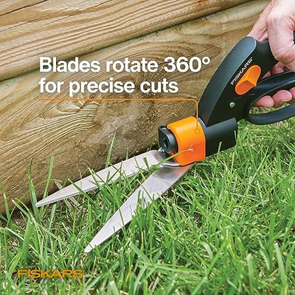 Fiskars 5" Shear Ease Grass Shears, Grass Clippers for Lawn & Garden, 360 degrees shears (Pack of 6) - style: Rotating - Spring Action (Pack of 6)