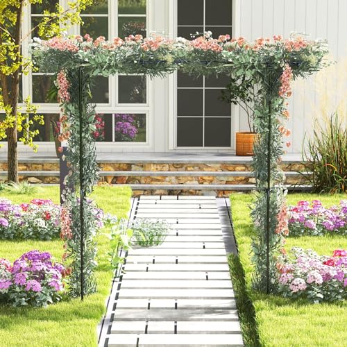 SAFSTAR 81-Inch Garden Arch, Metal Arbor Archway for Climbing Plants, Decorative Lawn Arbor, Heavy-Duty Arch Trellis for Climbing Plants Outdoor Wedding Ceremony Party Backyard - size: 81"L x 20.5"W x 81"H
