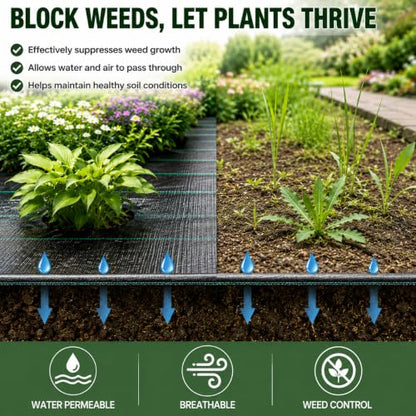 6FTx300FT Weed Barrier Landscape Fabric Heavy Duty 5oz Pro Ground Cover Mat - size: 5oz-6ftx300ft
