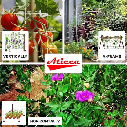 ATICCA 5x350 FT Heavy Duty Trellis Netting, 6-Inch Mesh, White Polyester - size: 5x350ft Polyester Trellis Netting