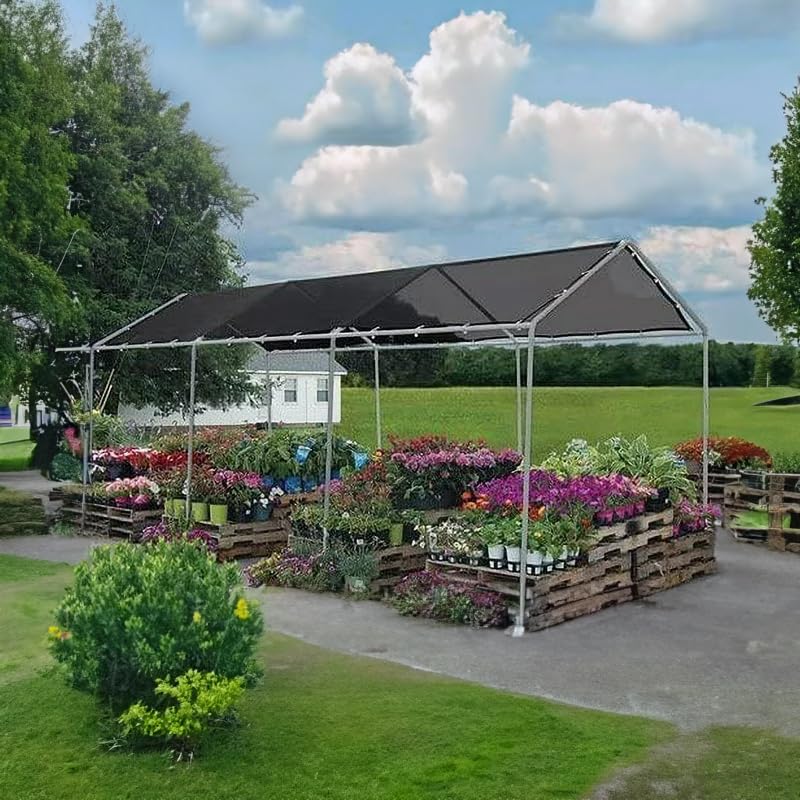 6'X20' (Black) Heavy Duty Mesh Tarp Net Sail Sun Shade Awning and Fence Screen Patio (Approximate 5’.6 x 19’.6) - size: 6X20