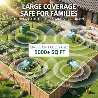 2026 New Sonic Fortress Pro Deer Repellent Motion Activated Cat Deterrent Outdoor Solar Ultrasonic Animal Repeller with Strobe Light for Skunk Rabbit Raccoon Squirrel Fortress Pro for Yard Garden(4)