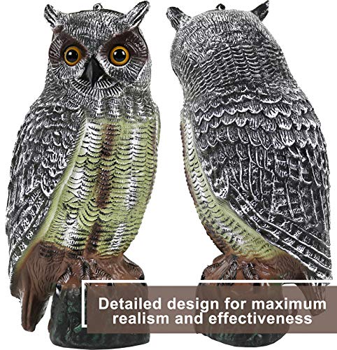 Owl Decoys to Scare Birds Away Plastic Owl Statue 16.5" Tall [Pack of 2]