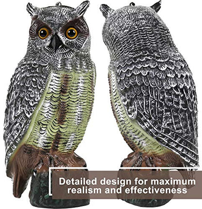 Owl Decoys to Scare Birds Away Plastic Owl Statue 16.5" Tall [Pack of 2]