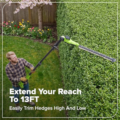 Greenworks 24V 8 in Pole Saw/Pole Hedge Kit, 3.0 Ah Battery and Charger - size: 8" Combo (3.0Ah), style: Telescopic Pole Saw
