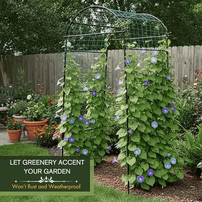 79" Tall Metal Cucumber Trellis Arch Sturdy Frame for 4FT Raised Garden Bed - size: 33"L x 33"W x 79"H