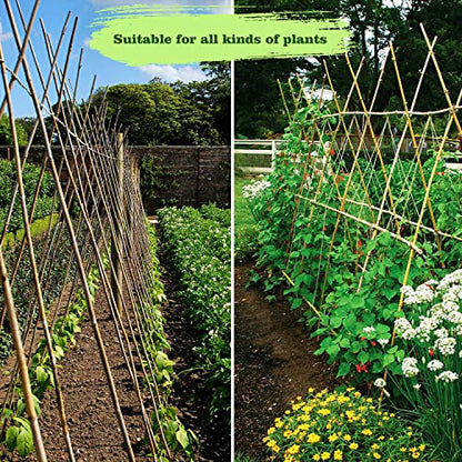 Jollybower 15pcs 3/4" D Thicker Heavy Duty Bamboo Stakes, 7FT Plant Stakes, Natural Garden Stakes for Tomato, Bean, Flowers,Trees Potted and Climbing Plant Support - size: 7Ft, Pack of 15