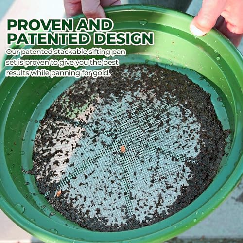 SE Gold Prospecting-Sifting-Panning, 13.25 Inch Wide Stackable Classifier Gold Prospecting Pan, 1/12 Inch Stainless Steel Mesh Sifting Pan, Green - size: 1/12 inch, style: Pans