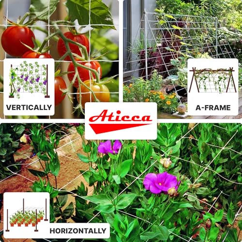 ATICCA 5x225 FT Heavy Duty Trellis Netting, 6-Inch Mesh, White Polyester - size: 5x225ft Polyester Trellis Netting