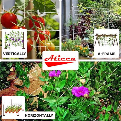 ATICCA 5x225 FT Heavy Duty Trellis Netting, 6-Inch Mesh, White Polyester - size: 5x225ft Polyester Trellis Netting
