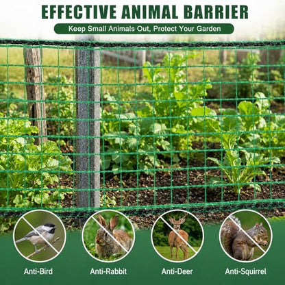 Deer Fence Netting, 7x100 Ft Plastic Mesh Fence Roll, Temporary Fence Green - color: Green, size: 7X100FT