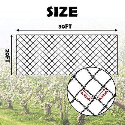 Bird Netting 20x30 Ft, 1/2In Mesh Garden Bird Netting, Fruit Tree Netting - size: 20x30ft-1/2in mesh