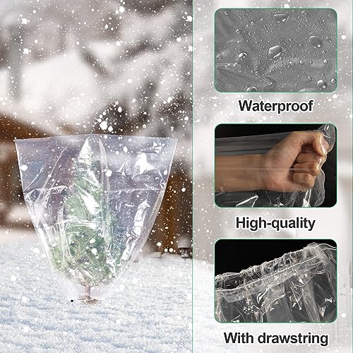 6Pcs 39"x39" Winter Plant Cover Freeze Protection, Plastic Plant Frost Bags - size: 39"H, 39" Opening