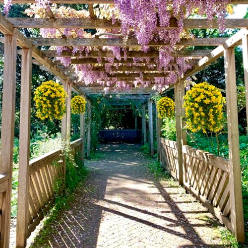 INQCMY Fake Hanging Flowers with Basket Artificial Violet for Outdoor Porch - color: Yellow