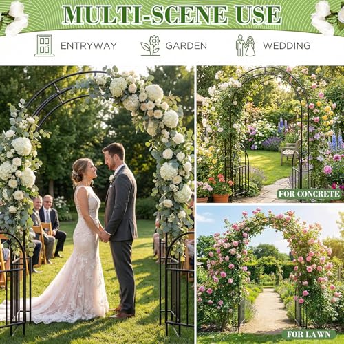 7FT Garden Arch Arbor Heavy Duty Metal Arbour Archway Garden Arch Trellis for Climbing Plants Outdoor