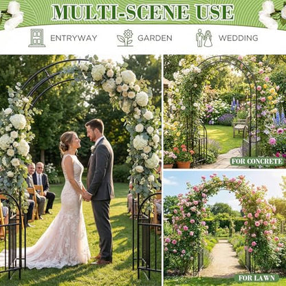 7FT Garden Arch Arbor Heavy Duty Metal Arbour Archway Garden Arch Trellis for Climbing Plants Outdoor