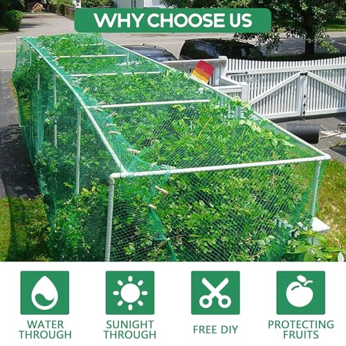 Unves 13 x 65 Ft Fruit Tree Netting, Heavy Duty Bird Netting - color: Green, size: 13 x 65 Ft