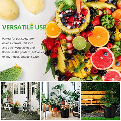 75 Pack 7 Gallon Plant Grow Bags Bulk, Thickened Nonwoven Fabric Pots with Handles, Black Vegetable Planter Bags Containers, Cloth Planters for Garden Vegetable/Flower/Plant/Fruits Outdoor - size: 7 Gallon