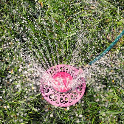 Melnor 65100-AMZ Sprout Metal 8-Pattern Sprinkler and QuickConnect Product Adapter Amazon Bundle, Raspberry Red - color: Raspberry Red