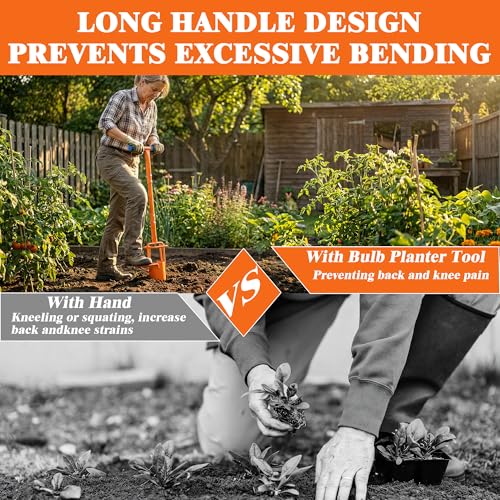 Bulb Planter Tool ,long planter | 5-in-1 Lawn bulb Auger for Planting Bulbs & Sod Cutting | for Tulips bulbs, Daffodil bulbs, Iris | Easy Digging Holes | Save Time & Back Strain (Bulb planter-middle)