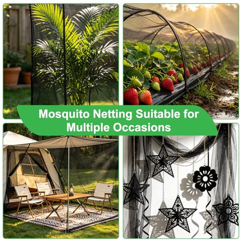 Patio Mosquito Netting, Black 9.8FT×18FT Garden Mesh Netting,Garden Mosquito Net for Plants,Fruits and Vegetables to Repel Flies,Insects & Birds,Mosquito Mesh Screen for Outdoor,Patio,Balcony,Terrace - size: 9.8FT×18FT