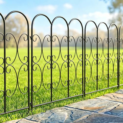 ARIFARO 5 Pack Metal Decorative Garden Fence, 32" H x 22" W, No‑Dig Panels