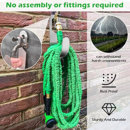 Garden Hose Hanger, Stainless Steel Wall Mount Water Hose Holder, Hanging Hose Storage Rack Hose Stand for Garden Hose, Ropes, Outside Yard (2 Pack, Silver) - color: Silver(2 pack)