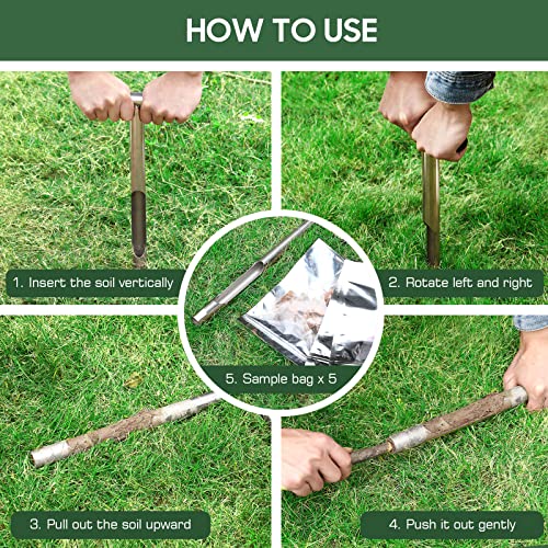 Housolution 13.7 Inch Soil Sampler Probe, T-Shape Handle Soil Test Kits