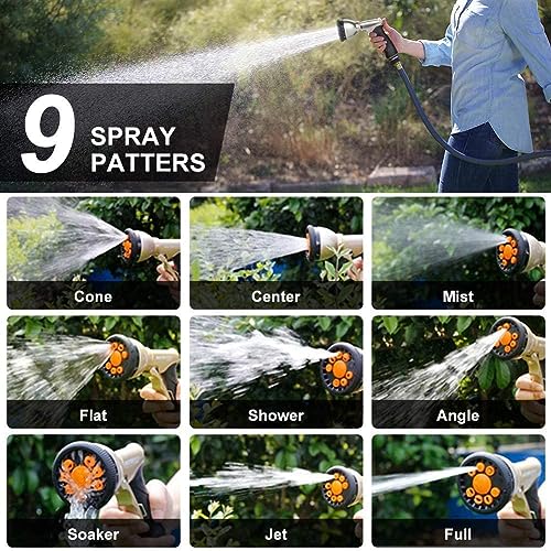 Garden Hose Nozzles,9 Spray Patterns Heavy Duty Metal Hose Sprayer Nozzle (Orange) - color: Orange