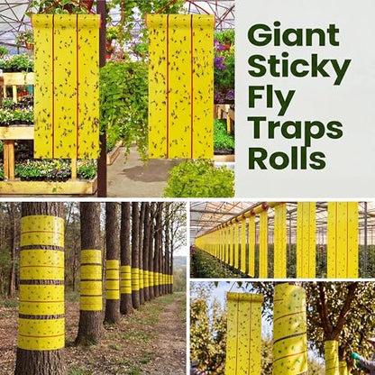 Qualirey 15 Pcs Giant Flypaper Fly Traps, 295ft Sticky Yellow