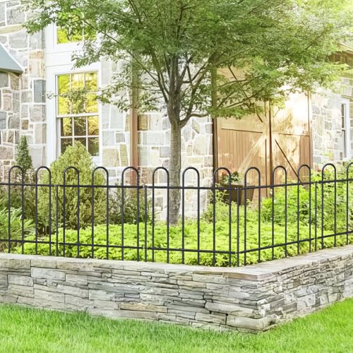24” x 16’ Outdoor Metal Garden Fence, No-Dig Dog Fence Panels with Stakes - size: Multi Arch 24″H x 16ft (8Panels)