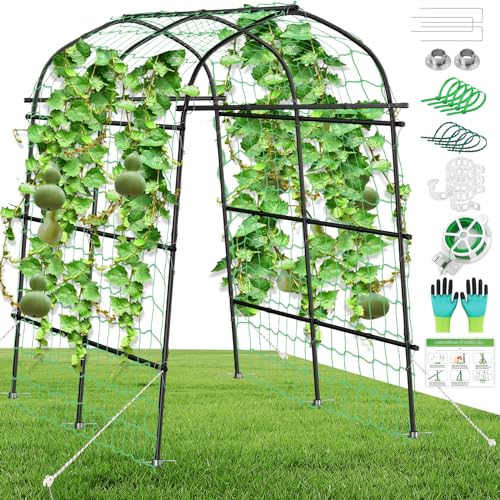 Garden Arch Trellis for Climbing Plants Outdoor, 7ft Extra Tall Metal Walkway Trellis Cucumber Arch Trellis Archway Arbor Tunnel Large Trellis for Climbing Vines Vegetable Grape Garden Raise Bed - color: 7 FT Extra Tall Arch Trellis