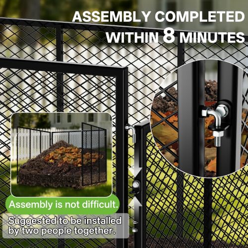 Large Compost Bin, 172 Gallon Metal Wire Mesh Composter for Outdoor, Waterproof Composting Bin with Rust-Proof Coating, Easy Assembly Compost Bin for Garden, Yard, Kitchen Waste, Leaves, 37x37x30 in