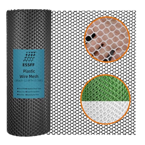Pet & Garden Safeguard - 15.7IN x 32.8FT Roll - Black Plastic Netting, Multi-Use Decorative Fencing for Poultry, Dogs, Rabbits,Chicken and Snake Barrier - color: Black-32.8FT×15.7IN