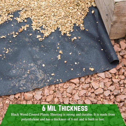 Farm Plastic Supply - Weed Control 6 Mil Black/White Polyethylene Sheeting - Heavy Duty Weed Barrier Landscape Fabric for Outdoor Gardens, Non Woven Weed Blocker Fabric, Weed Control (40' x 100') - size: 40' x 100'