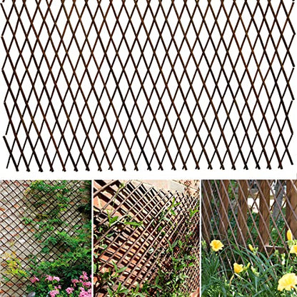 Expandable Willow Lattice Fence Panel Plant Support Garden Trellis for Climbing Vine Ivy Rose Cucumbers Clematis Outdoors Garden Yard, 36X92 Inch(1PC)