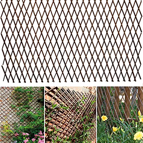 Expandable Willow Lattice Fence Panel Plant Support Garden Trellis for Climbing Vine Ivy Rose Cucumbers Clematis Outdoors Garden Yard, 36X92 Inch(1PC)