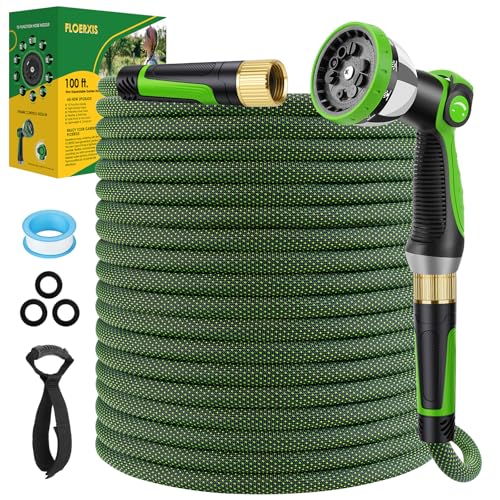 Non-Expandable Garden Hose 100 ft, Lightweight Flexible Anti-Kink - color: Green, size: 100ft