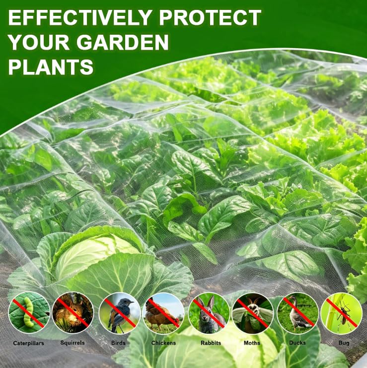 4×10 FT Garden Netting, Ultra Fine Mesh Pest Barrier, Plant Covers Row Cover for Vegetables Fruits Flowers, Greenhouse Raised Bed Screen Protect Plants from Birds Bugs - size: 4×10FT
