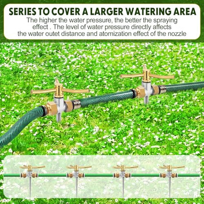 6 Pack Metal Lawn Sprinklers for Yard with Brass Nozzle & Aluminum Alloy Spike Base, Adjustable Automatic Garden Water Sprinkler System with Screen Gasket for Yard Lawn Greenhouse(Silver) - color: Silver