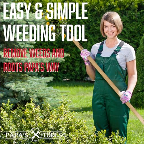 MELISSA AND HARRY Papa's Tools Weeder - Stand Up Weed Puller Tool Made with Long Wooden Handle - Real Bamboo & 4-Claw Steel Head (Natural / 3PC) - color: Natural / 3PC