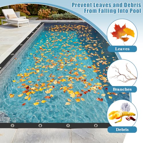 32x16FT Pool Leaf Net Cover for Inground/Above Ground Pool, Mesh Pool Cover - size: 32X16FT