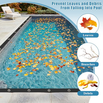 32x16FT Pool Leaf Net Cover for Inground/Above Ground Pool, Mesh Pool Cover - size: 32X16FT