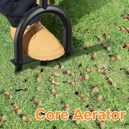 Manual Lawn Core Aerator Tool – Heavy Duty Hand Soil Aerator with 3 Hollow Tines, Pre-Assembled Lawn & Garden Plug Remover for Grass Growth & Soil Improvem