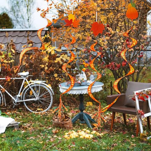 Beeveer 4 Pcs Fall Wind Socks Outdoor Hanging Nylon Windsock Spinners - style: Fall