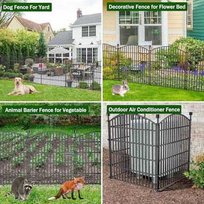 15 Panel No Dig Decorative Garden Fence with Gate 32"H x 35.4'L Dog Barrier - size: 32 in(H) X 35.4 ft(L)