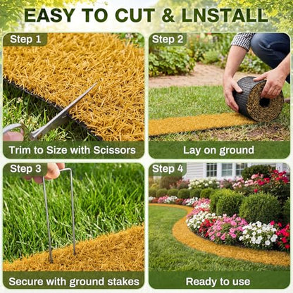 Nuanchu 5.5 in x 20 ft Recycled Rubber Walkway, Brown Rubber Mulch Mat Roll - color: Brown, size: 5.5 in x 20 ft