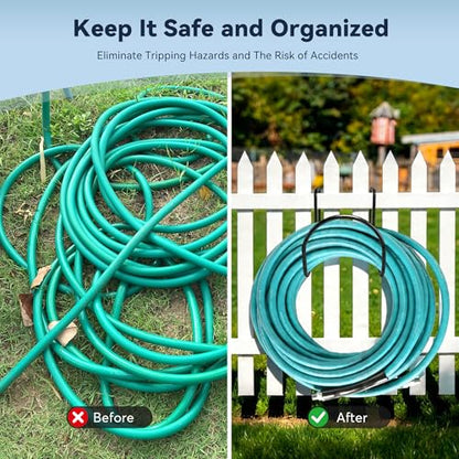 Heavy Duty Garden Hose Holder for Fence, Fits 0.75"-1.25" Railings