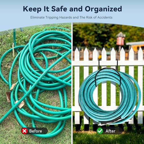Heavy Duty Garden Hose Holder for Fence, Fits 0.75"-1.25" Railings
